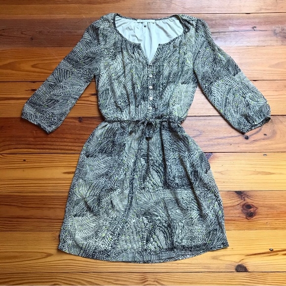 Daniel Rainn Black Yellow Beige Gathered Waist Dress, EUC, XS - Picture 3 of 16